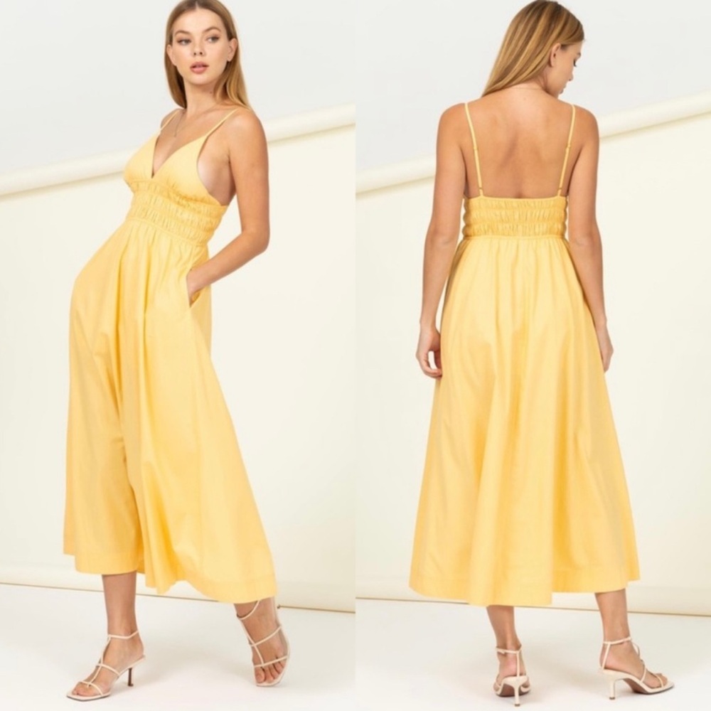 Yellow Sleeveless Midi Dress - Picture 3 of 4
